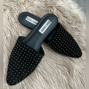 Steve Madden Black Studded Mules